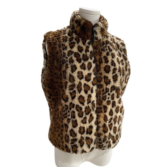 Cejon Leopard Faux Fur Vest Women Small Winter Cozy Animal Print Glam Layering - Picture 6 of 9